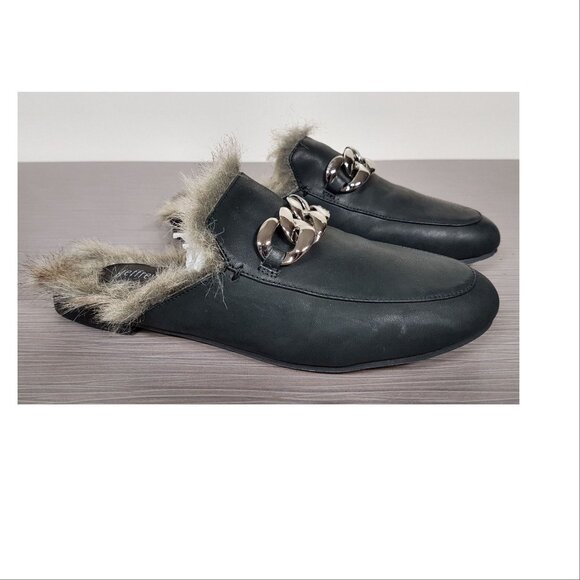Jeffrey Campbell 'Apfel' Mule Black Leather With Faux Fur, Womens Size 6.5 - Picture 3 of 6
